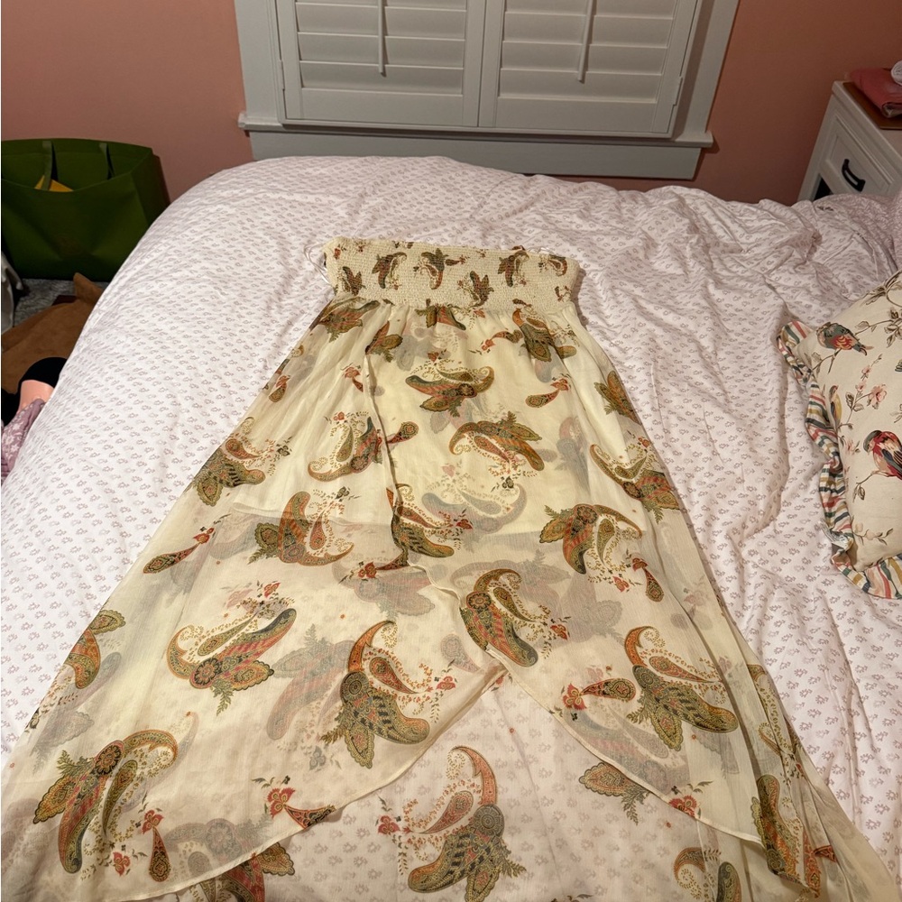 Paisley smocked Strapless Dress